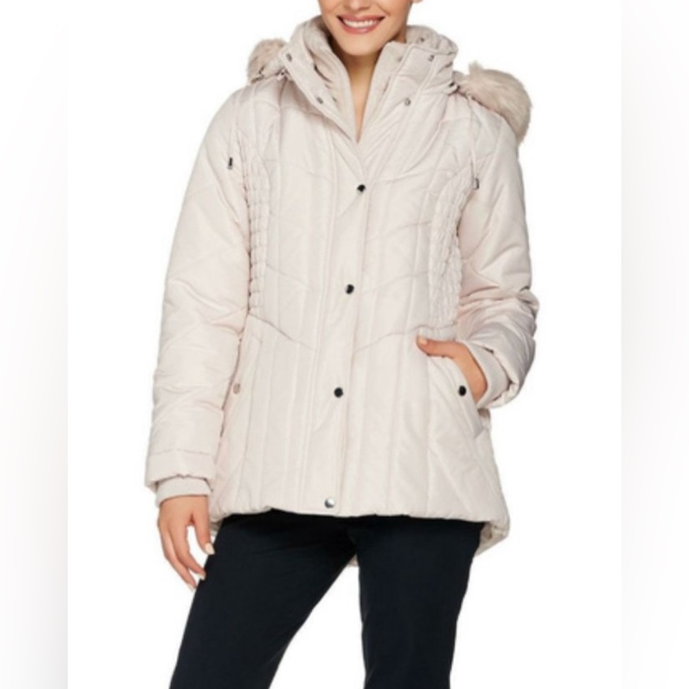 Susan Graver cream colored puffer